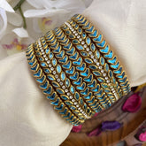 Vriksham Silk Thread Kundan Bridal Bangle Set-Sky Blue-G16227