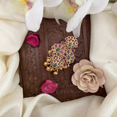 Vriksham Antique Floral Kemp  Stone Saree Pin-Saree Brooch-Gold Bead-G17308