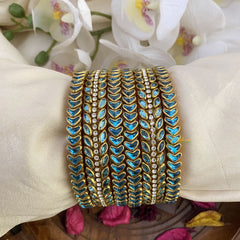 Vriksham Silk Thread Kundan Bridal Bangle Set-Sky Blue-G16227