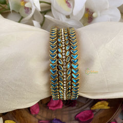 Vriksham Silk Thread Kundan Bridal Bangle Set-Sky Blue-G16227