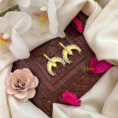 Vriksham Half Moon & Pear Drop Style Kundan Jadau Bugadi-White Green-J4180