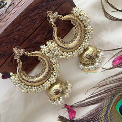 Vriksham Designer Chandbali With Gold Dome & Pearl Detailing Jhumka-G20121