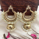Vriksham Designer Chandbali With Gold Dome & Pearl Detailing Jhumka-G20121