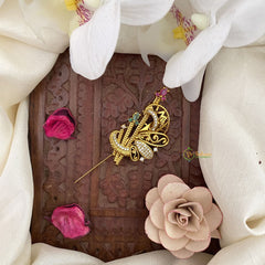 Vriksham Designer AD Stone Saree Pin-Red Green & White-G17295