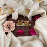 Vriksham Antique Gold Pear Drop Kundan Jadau With Pearl Cluster Bugadi-Mismatch-J4127