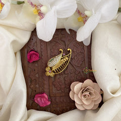 Vriksham Antique Designer AD Stone Saree Pin-Gold Brooch-G17306