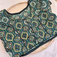Green Maheshwari Cotton Silk Saree -Handloom Maheshwari Saree-VS3645