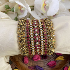Vriksham Silk Thread Kundan Bridal Bangle Set-Maroon-G16244
