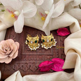 Vriksham Elegant Gold Drop Kundan Jadau With Pearl Cluster Bugadi-Mismatch-Green White-J4130