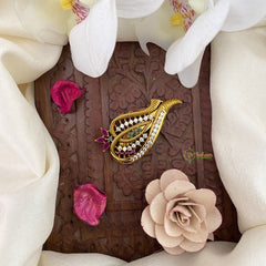Vriksham Antique AD Stone Saree Pin-Gold Brooch-G17305