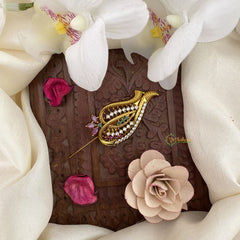 Vriksham Antique AD Stone Saree Pin-Gold Brooch-G17305