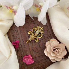 Vriksham Flower Bouquet Style AD Stone Saree Pin-Saree Brooch-G17320