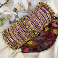 Vriksham Silk Thread Gold Kundan Bridal Bangle Set-Lavender-G16226