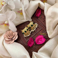 Vriksham Elegant Gold Drop Kundan Jadau With Pearl Cluster Bugadi-Green-J4135