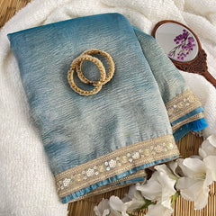 Blue Crush Organza Saree-Handloom-VS3451