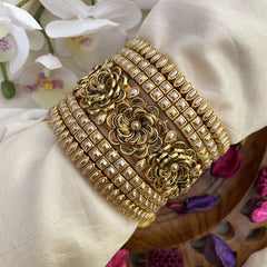 Vriksham Silk Thread Kundan Bridal Bangle Set-Gold-G16243