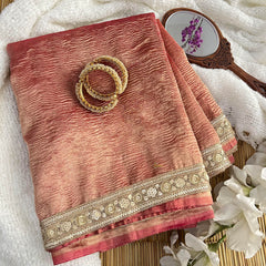 Pink Crush Organza Saree-Handloom-VS3456