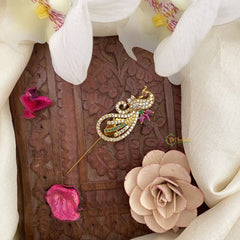Vriksham Peacock Style AD Stone Saree Pin-Saree Brooch-G17323