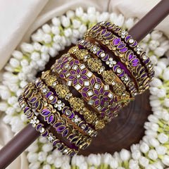 Vriksham Goodes Ganesh & Lotus Floral Bridal Bangles Set-Lavender-G20908