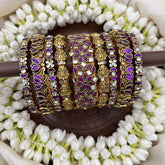 Vriksham Goodes Ganesh & Lotus Floral Bridal Bangles Set-Lavender-G20908