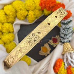 Vriksham Elegant Round Floral Antique Gold Finish Floral Leaf Hipblet-Red Bead-G22220