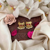 Vriksham Traditional Kundan Jadau Bugadi With Pearl Cluster Bugadi-Mismatch-Red-J4124