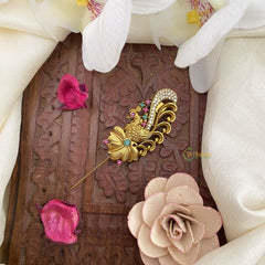 Vriksham Floral Peacock AD Stone Saree Pin-Saree Brooch-G17315