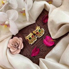 Vriksham Traditional Kundan Jadau Bugadi With Pearl Cluster Bugadi-Mismatch-Red Green-J4122