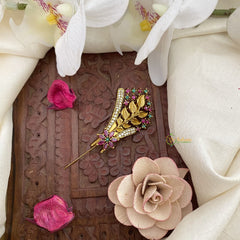 Vriksham Antique Leaf Style AD Stone Saree Pin-Saree Brooch-G17322