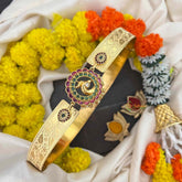 Vriksham Designer Peacock Round pendant Antique Gold Finish Floral Leaf Hipblet-G22219