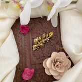 Vriksham Gold Look Alike Leaf Shape AD Stone Saree Pin-G17292