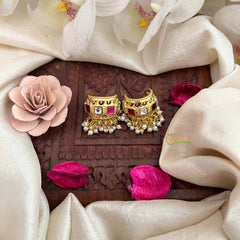 Vriksham Traditional Kundan Jadau Bugadi With Pearl Cluster Bugadi-Mismatch-Red Green & White-J4121