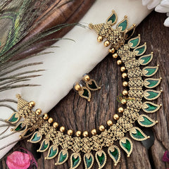 Vriksham Gold Look Alike Floral Design With Kerala Palakka Neckpiece-Green-G19241