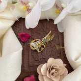 Vriksham Unique Designer AD Stone Saree Pin-Saree Brooch-Red Green & White-G17311