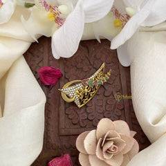 Vriksham Unique Designer AD Stone Saree Pin-Saree Brooch-Red Green & White-G17311