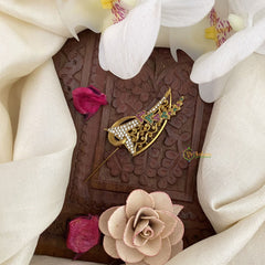 Vriksham Unique Designer AD Stone Saree Pin-Saree Brooch-Red Green & White-G17311