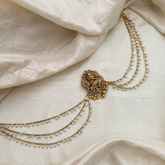 Unqie AD Stone Ganpati Jada Billai with Pearl Maatil-Bun Billai-G13146