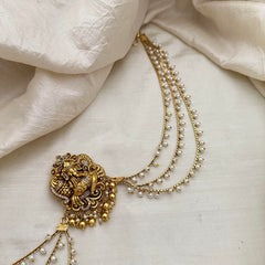 Unqie AD Stone Ganpati Jada Billai with Pearl Maatil-Bun Billai-G13146