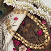 Vriksham  Vintage Gold Tone Coin  Double Layer Long Neckpiece-G19244