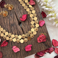 Vriksham  Vintage Gold Tone Coin  Double Layer Long Neckpiece-G19244