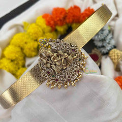 Vriksham Antique Radha Krishna Nakshi Peandant With Sparkling AD Stones Hipblet-Pearl-G22222