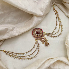 Designer Jada Billai Pearl Maatil-Bun Billai-Red-G13155