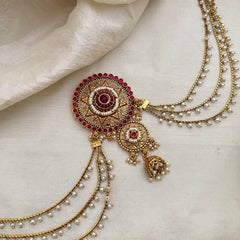 Designer Jada Billai Pearl Maatil-Bun Billai-Red-G13155