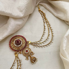 Designer Jada Billai Pearl Maatil-Bun Billai-Red-G13155