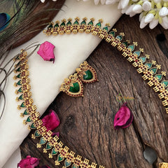 Vriksham Traditional Kerala Palakka Long Neckpiece-Green-G19242
