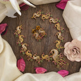 Vriksham Exquisite Red Green Stone Peacock Short Neckpiece-G16340