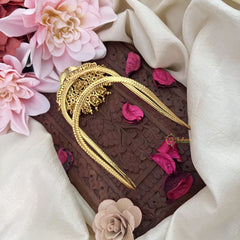 Vriksham Gold Look Alike Lakshmi with Dual Elephant Vangi /Armlet-Red Green-Gold Bead-G18518