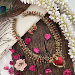 Vriksham Traditional Kerala Palakka Long Neckpiece-Red-G19243