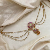 Traditional Jada Billai with Pearl Maatil-Bun Billai-Red Green-G13153