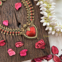 Vriksham Traditional Kerala Palakka Long Neckpiece-Red-G19243
